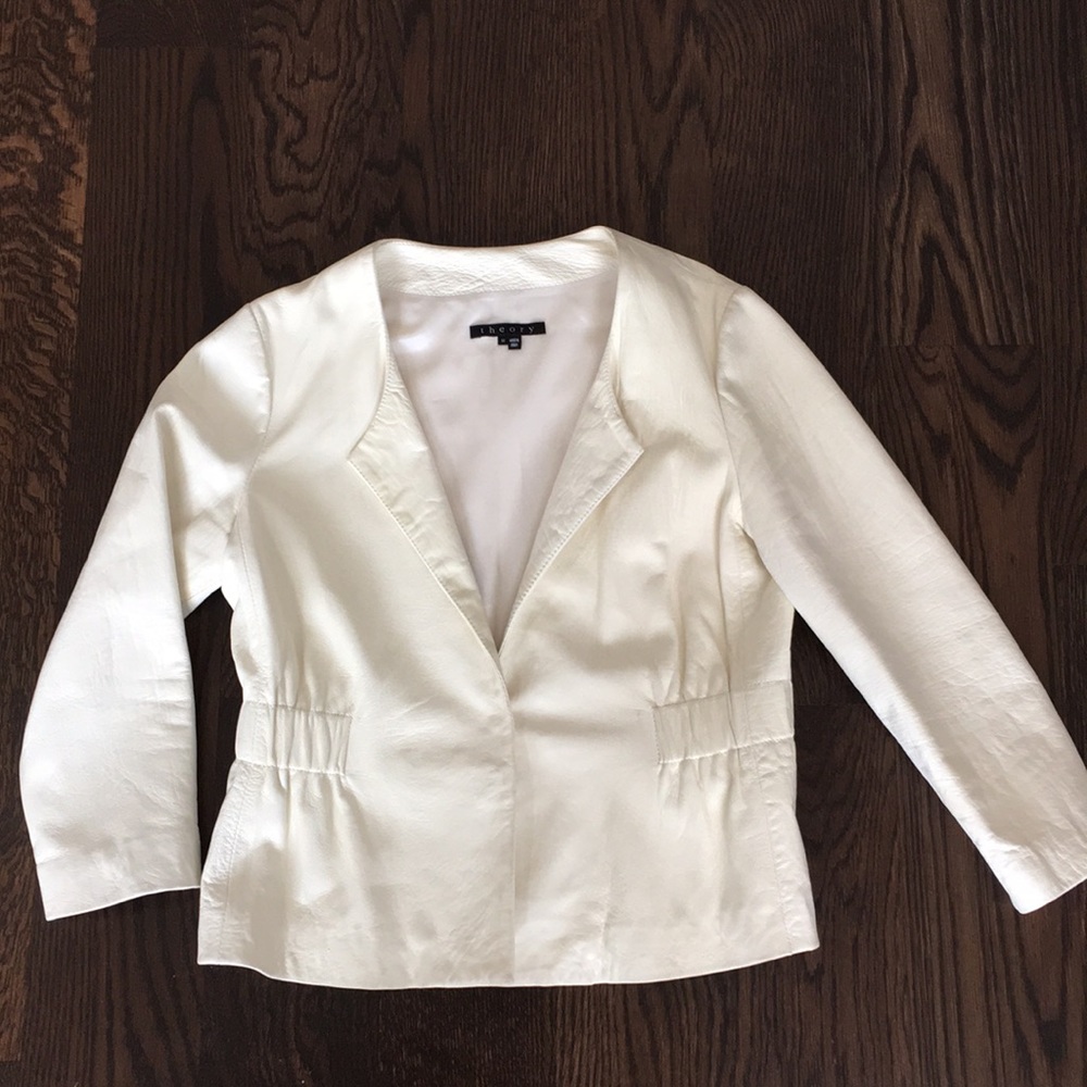Theory Lidia L White Leather Jacket